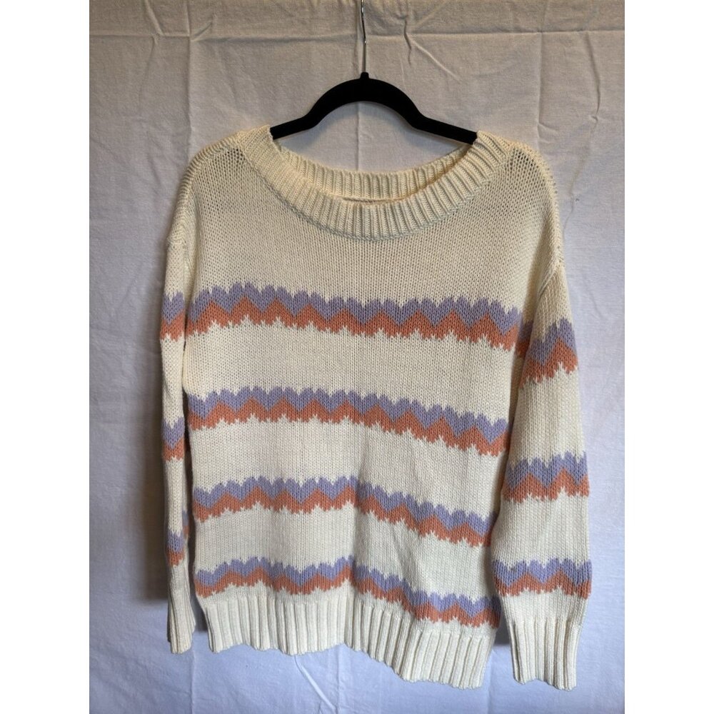 Pink And Purple Striped Loft Sweater Size Medium Cotton